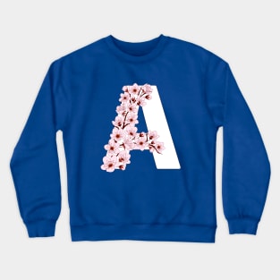 Colorful capital letter A patterned with sakura twig Crewneck Sweatshirt